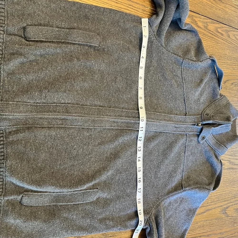 Banana Republic Cardigan Pima Cotton Wool Military Charcoal Grey Mock Neck M